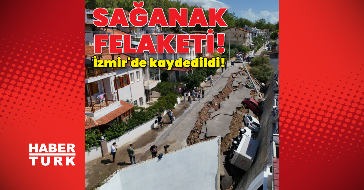 İzmir’de sel! Otomobil denize sürüklendi, istinat duvarı çöktü